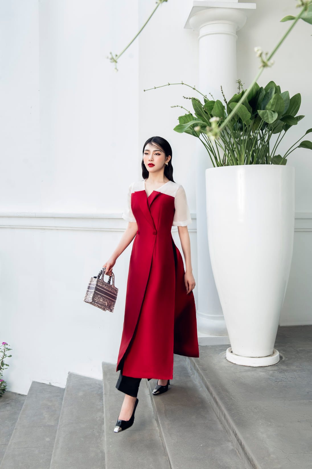 SET ÁO DÀI RED 1 X QUẦN ÁO DÀI ĐEN